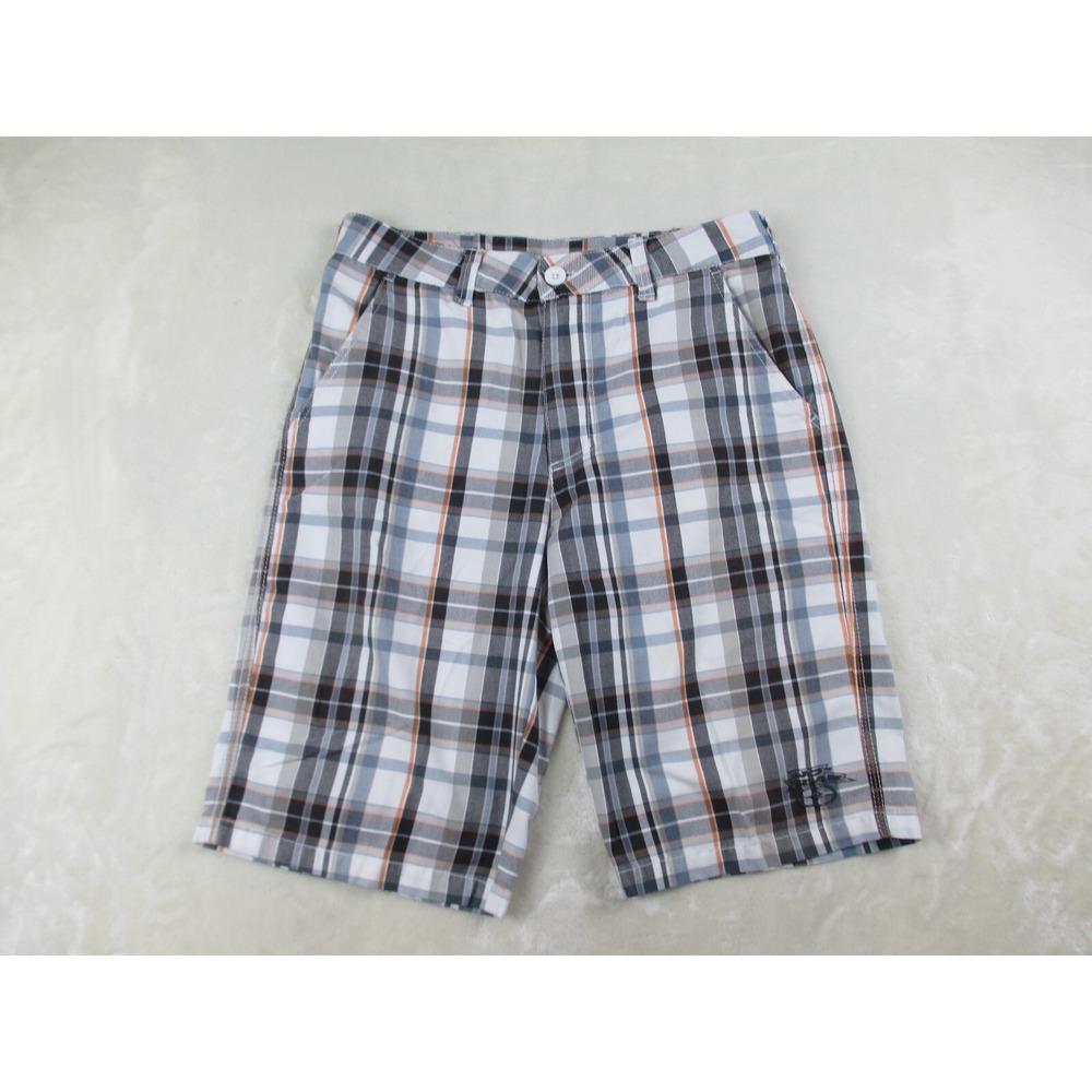 No Fear Shorts Mens 32 White‎ Chino Plaid Skater Skateboard Casual*